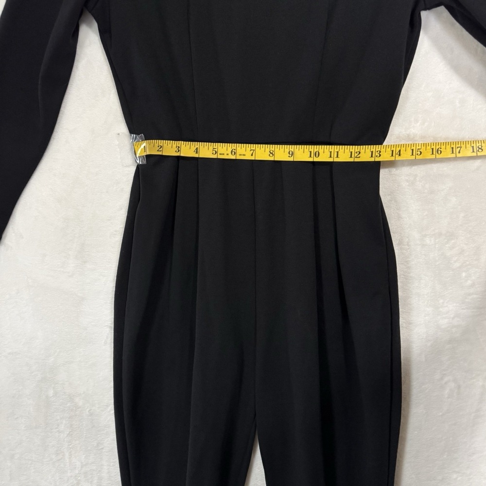 Vintage Long Sleeve‎ Pleated Knit Jumpsuit Stirrups Size M Black Minimalist Chic - Picture 11 of 15